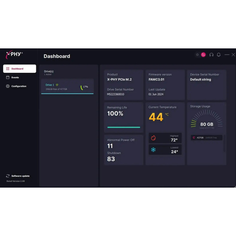 Внутрішній диск X-PHY з апаратним кіберзахистом 1ТБ