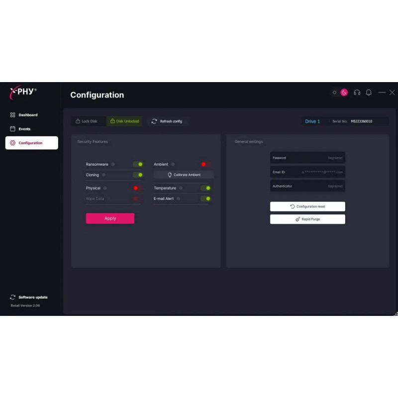 Внутрішній диск X-PHY з апаратним кіберзахистом 1ТБ