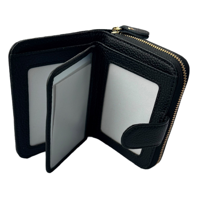 Короткий шкіряний гаманець з RFID захистом LOCKER's DWF-Black