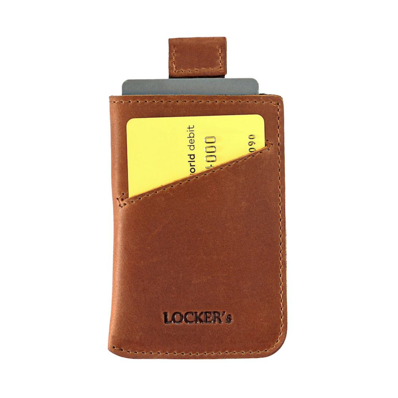 Шкіряний картхолдер з RFID захистом LOCKER's LH3-Orange