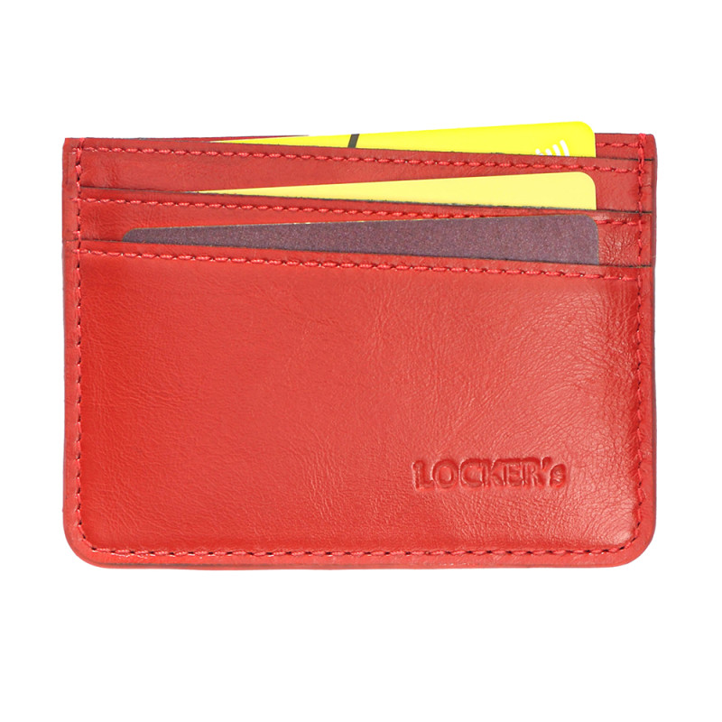 Шкіряний картхолдер з RFID захистом на 7 відділень LOCKER's LH2-Red