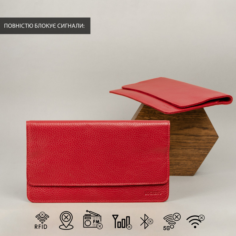 Чохол фарадея для телефону з шкіри флотар для смартфону до 7" LOCKER's LP7F-Red 