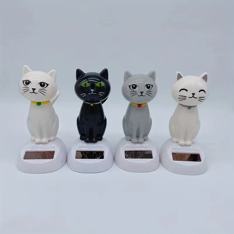 Декор для автомобіля Кішка з рухом головою та хвостом, на сонячних батарейках, Сірий
